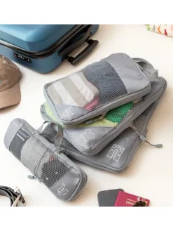 4er-Set: Kompressions-Organisationstaschen in Grau