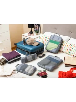 4er-Set: Kompressions-Organisationstaschen in Grau