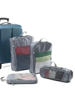 4er-Set: Kompressions-Organisationstaschen in Grau