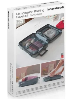 4er-Set: Kompressions-Organisationstaschen in Grau