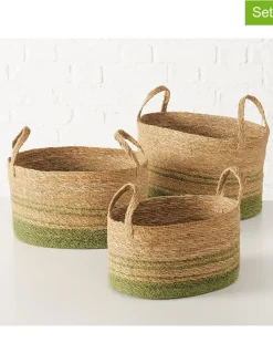 3er-Set: Körbe "Agostina" in Natur/ Grün