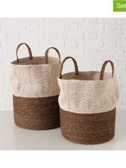 2er-Set: Körbe "Eija" in Braun/ Weiß