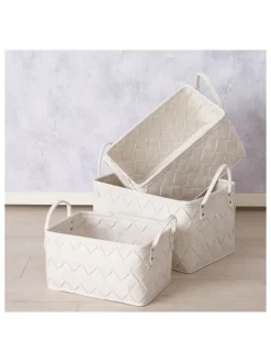 3er-Set: Körbe "Levoro" in Creme