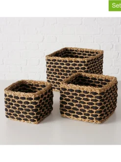 3er-Set: Körbe ''Nura'' in Hellbraun/ Schwarz