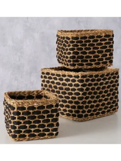 3er-Set: Körbe ''Nura'' in Hellbraun/ Schwarz