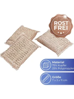 6er-Set: Kupferschwämme in Hellbraun - (L)11 x (B)7 cm