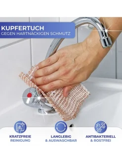 10er-Set: Kupfertücher in Hellbraun - (L)16 x (B)13 cm