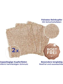 3er-Set: Kupfertücher in Hellbraun - (L)16 x (B)13 cm