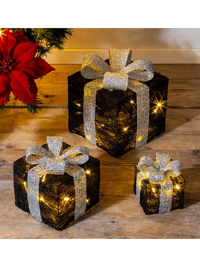 3er-Set: LED-Dekoleuchten in Schwarz