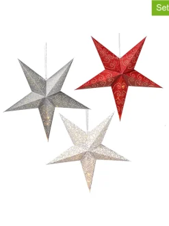 3er-Set: LED-Dekoleuchten in Rot/ Silber/ Weiß - Ø 60 cm