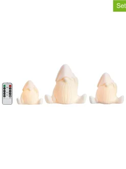 3er-Set: LED-Dekoobjekte "Miles" in Weiß