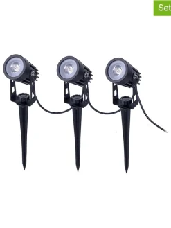 3er-Set: LED-Gartenstecker in Schwarz - (H)9 x Ø 4 cm