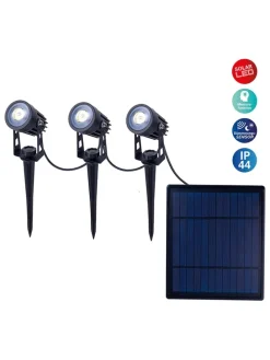3er-Set: LED-Gartenstecker in Schwarz - (H)9 x Ø 4 cm