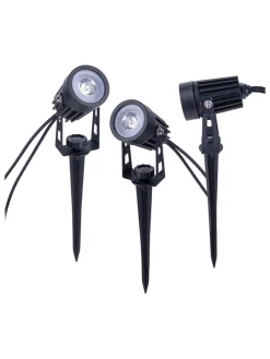 3er-Set: LED-Gartenstecker in Schwarz - (H)9 x Ø 4 cm