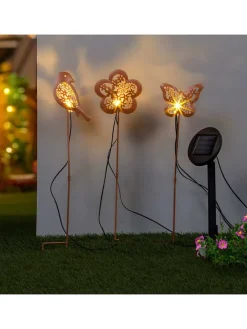 3er-Set: LED-Gartenstecker in Rot