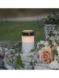 4er-Set: LED-Grablichter ''Serene'' in Weiß/ Gold - (H)12 x Ø 7 cm