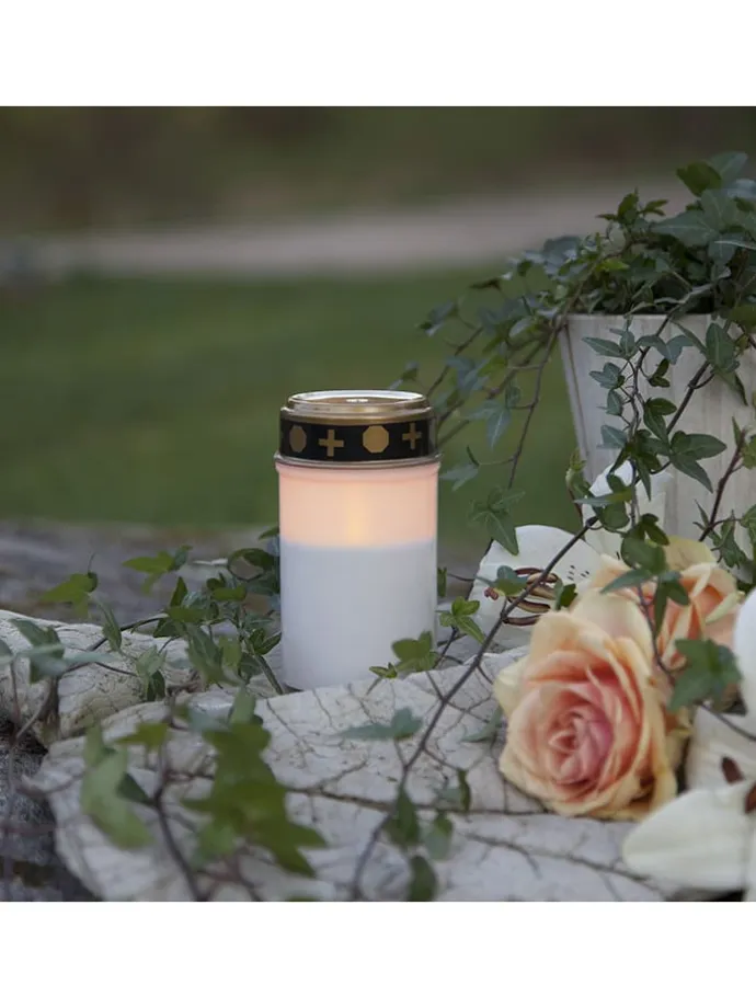 4er-Set: LED-Grablichter ''Serene'' in Weiß/ Gold - (H)12 x Ø 7 cm