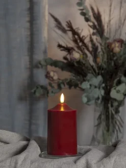 2er-Set: LED-Kerzen "Flamme" in Rot - (H)15 x Ø 7,5 cm