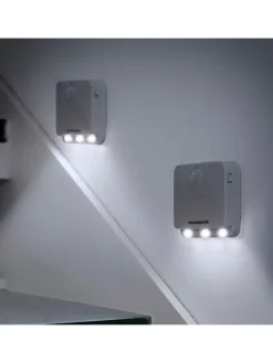 2er-Set: LED-Panel in Grau - (B)6 x (H)6 x (T)2 cm