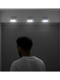 2er-Set: LED-Panel in Grau - (B)6 x (H)6 x (T)2 cm