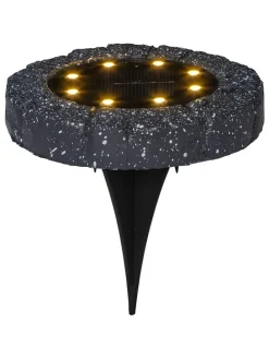 2er-Set: LED-Solar-Bodenstecker "Lawnlight" in Schwarz - Ø 11 cm