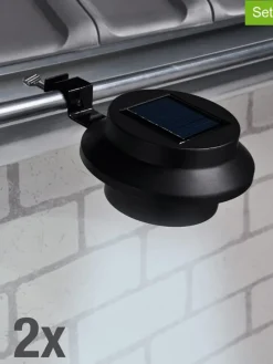 2er-Set: LED-Solar-Dachrinnenleuchten in Schwarz - (B)12 x (H)6 x (T)12 cm