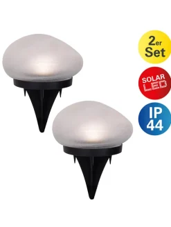 2er-Set: LED-Solar-Gartenspieße 
