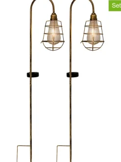 2er-Set: LED-Solar-Gartenstecker in Messing - (B)10,5 x (H)76,5 cm