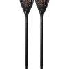 2er-Set: LED-Solar-Gartenstecker "Flame" in Schwarz - (H)50 cm