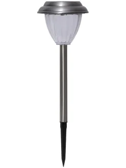 4er-Set: LED-Solar-Gartenstecker "Palma" in Silber - (L)28 x (B)12 cm