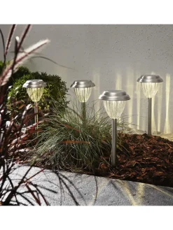 4er-Set: LED-Solar-Gartenstecker 