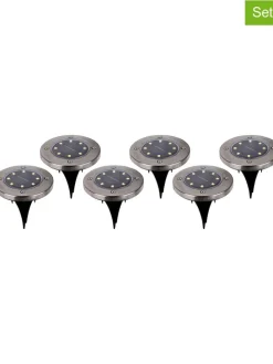 6er-Set: LED-Solar-Gartenstecker "Kian" in Silber - (H)14 cm