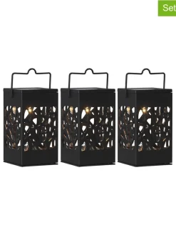 3er-Set: LED-Solar-Laternen "Izola" in Schwarz - (B)6 x (H)11 x (T)6 cm