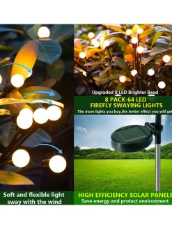 3er-Set: LED-Solarleuchten in Schwarz - (H)70 cm