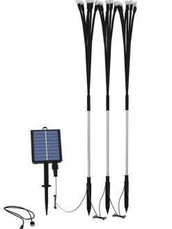 3er-Set: LED-Solarleuchten in Schwarz - (H)70 cm