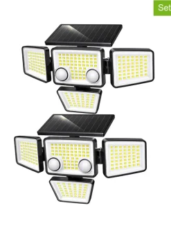 2er-Set: LED-Solarleuchten in Schwarz - (B)26,7 x (H)15,3 cm