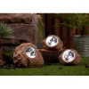 3er-Set: LED-Solarleuchten "Rocky" in Hellbraun