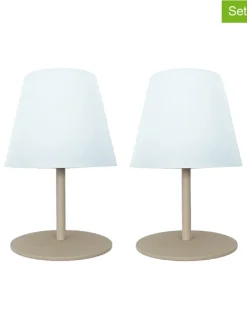 2er-Set: LED-Tischleuchten "Twins" in Weiß/ Beige - Ø 11 x (H)16 cm