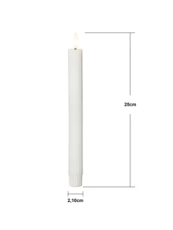 2er-Set: LED-Wachskerze "Flamme Stripe" in Weiß - (H)25 cm