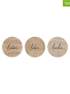 3er-Set: Magnete "Lebe Liebe Lache" in Natur - Ø 2,5 cm