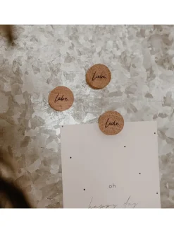 3er-Set: Magnete "Lebe Liebe Lache" in Natur - Ø 2,5 cm