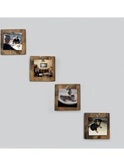 4er-Set: Memoboards "Aa066" in Natur - (B)15 x (H)15 cm