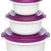 3er-Set: Mikrowellendosen "Micro Family" in Weiß/ Lila