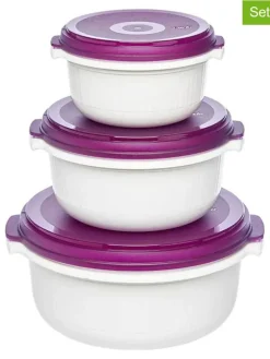 3er-Set: Mikrowellendosen "Micro Family" in Weiß/ Lila