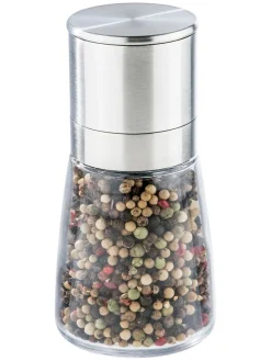 3er-Set: Mini-Edelstahl-Salz-/ Pfeffermühlen - (H)5,6 x Ø 3,2 cm