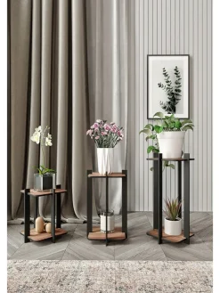 3er-Set: Pflanzenständer in Braun/ Schwarz