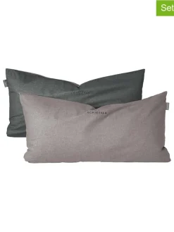 2er-Set: Renforcé-Kissenhüllen in Grau/ Anthrazit