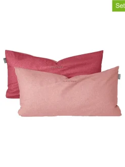 2er-Set: Renforcé-Kissenhüllen in Rosa