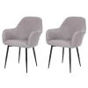 2er-Set Retro Esszimmerstuhl F18, Stoff/Textil grau, schwarze Beine