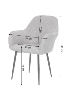 2er-Set Retro Esszimmerstuhl F18, Stoff/Textil grau, schwarze Beine